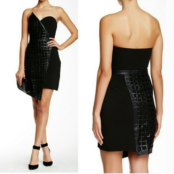 Lumier by Bariano Strapless Dress w/ leather - Picture 2 of 4